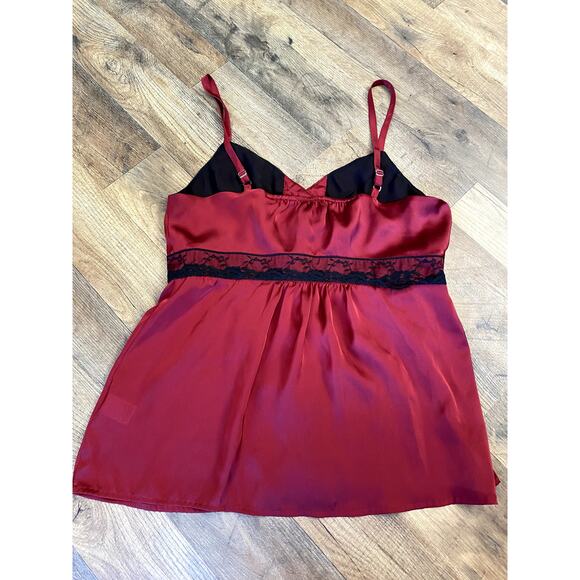 Vintage Romantic Goth Red Satin Lace Babydoll Cami Women's M - Picture 8 of 10